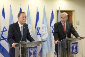 UN Secretary-General Ban Ki-Moon and Israeli Prime Minister Benjamin Netanyahu